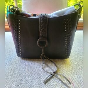Montana West Genuine Leather Hobo Shoulder Bag W/Tassel